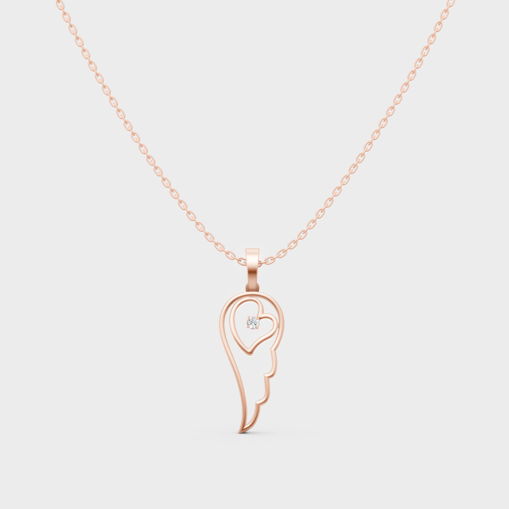 0.045 Ct Round Lab-Grown Diamond Pendant With Chain In Rose Gold